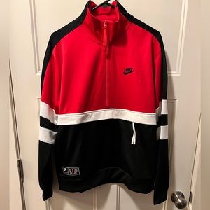 Nike Air University Red/Black 1/2 zip Jacket with Front Zip Pocket Size Small